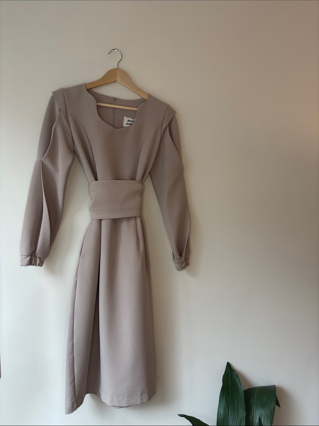 Julie Allen Taupe Long Sleeve Dress
